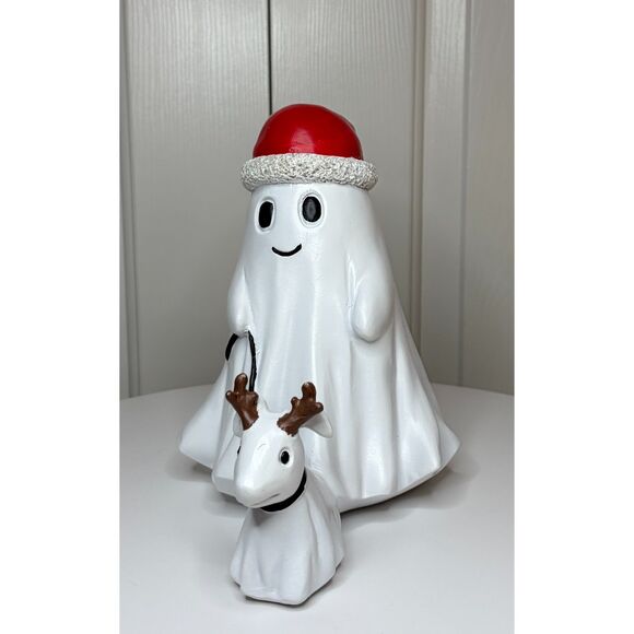 NEW Ghost W/ Santa Hat Walking Dog / Reindeer Halloween Christmas Viral TikTok - Picture 6 of 12